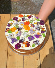 Load image into Gallery viewer, Carrot &amp; Orange Cake with Violas - 10 inch 2 Layers
